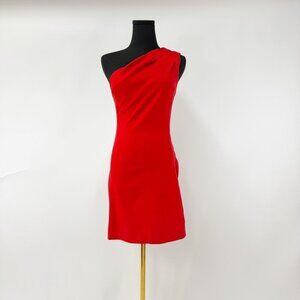BRAND NEW WITH TAGS WOMEN'S FITTED RED DRESS ONE SHOULDER WITH SIDE ZIPPER